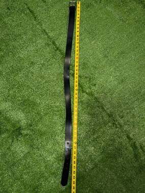 Men's Black genuine leather belt, silver buckle, Size 38